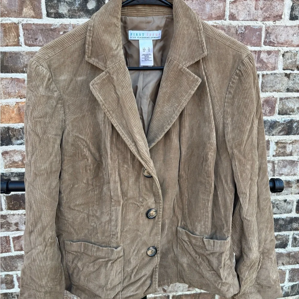 Liz Claiborne First Issue Women's Tan Corduroy Blazer XL - Picture 1 of 2
